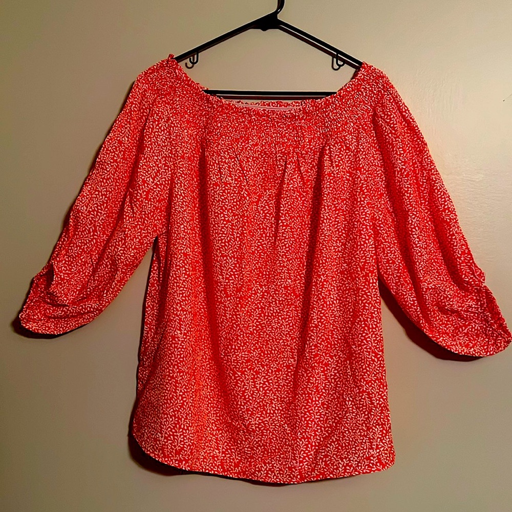 BLENCOT Women's Floral Blouse Off Shoulder Lantern Sleeves Chiffon Shirt